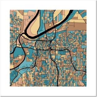 Kansas City Map Pattern in Mid Century Pastel Posters and Art